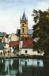 Humpolec, rybník před továrnou E.Dítě (v místech, kde je dnes budova policie)